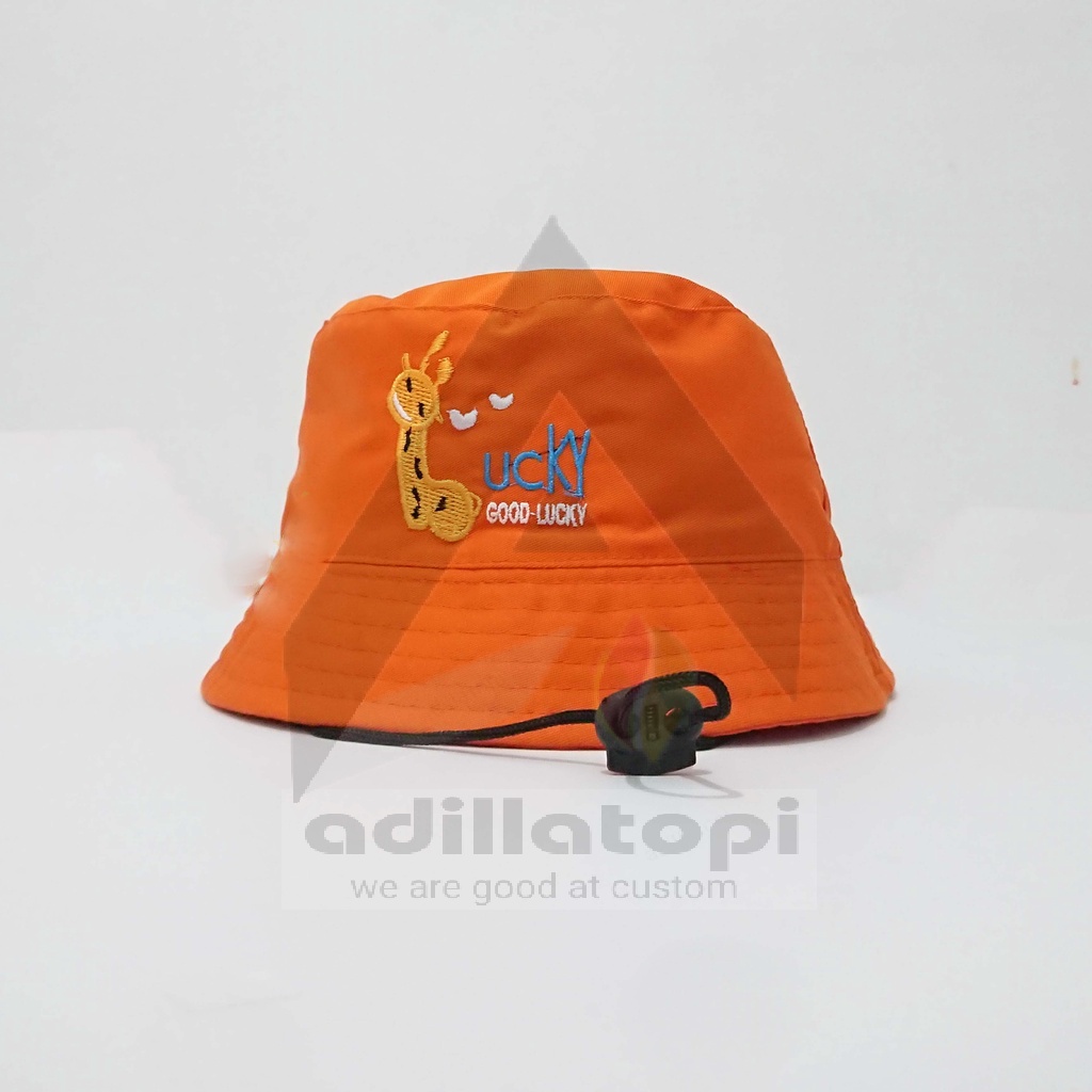 Topi Bucket anak motif jerapah || bucket anak good lucky pakai tali || bucket anak tali || good lucky || usia 2 sampai 8 tahun