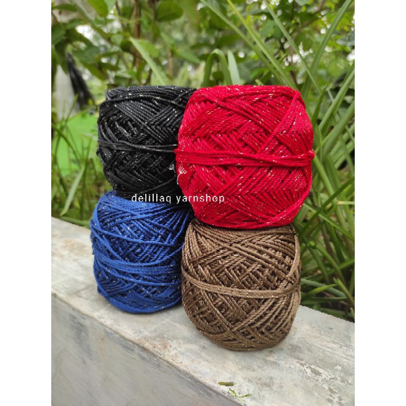 Benang Rajut Polyester Glitter