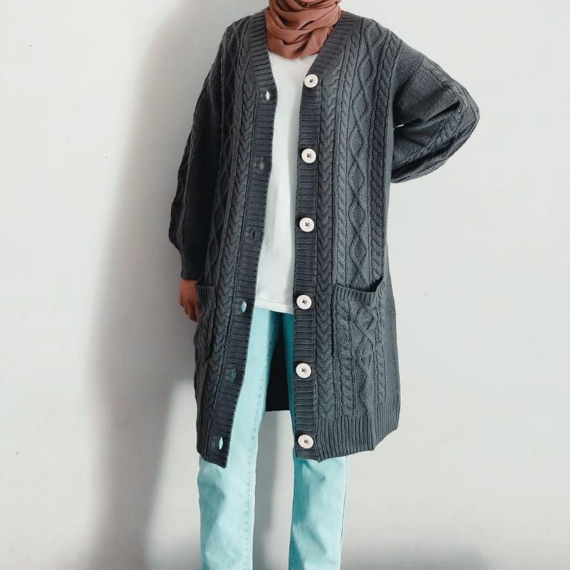 swetty long cardi outer panjang jaket rajut wanita outer