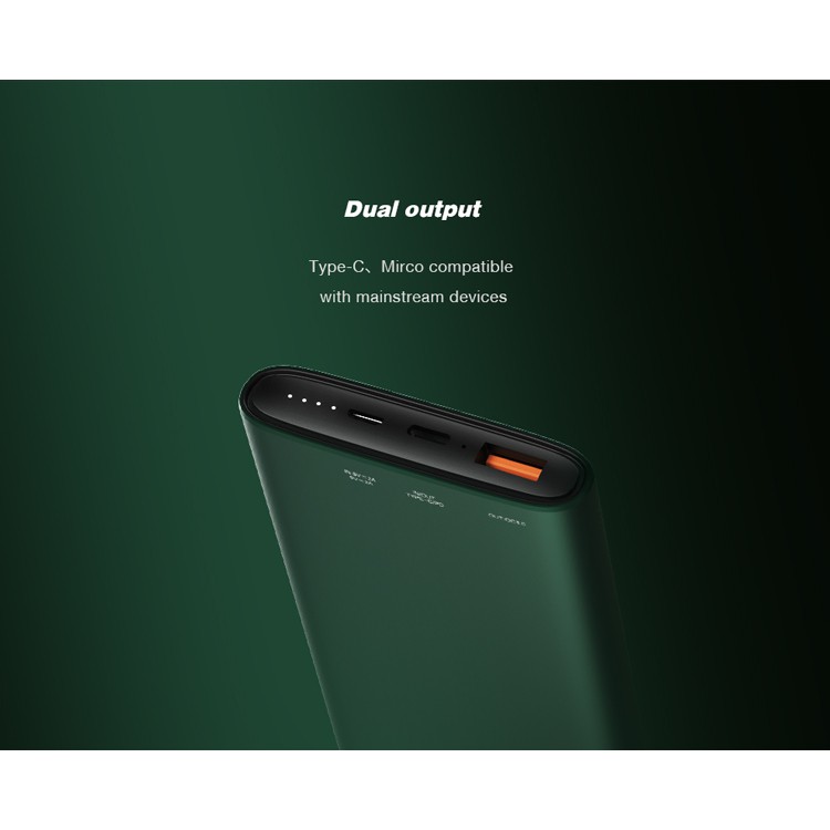 Powerbank PD+QC3.0 18W Dual Output 10000mAh Hijau/Abu-Abu/Merah RECCI RPB-P02