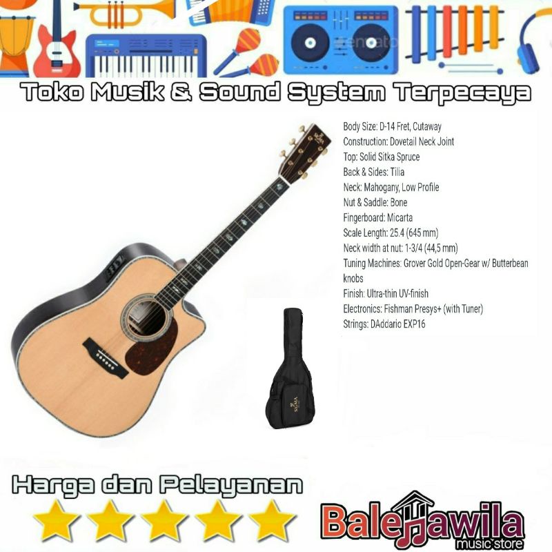 Gitar Sigma DTC-41E Gitar Akustik Elektrik Sigma DTC 41E