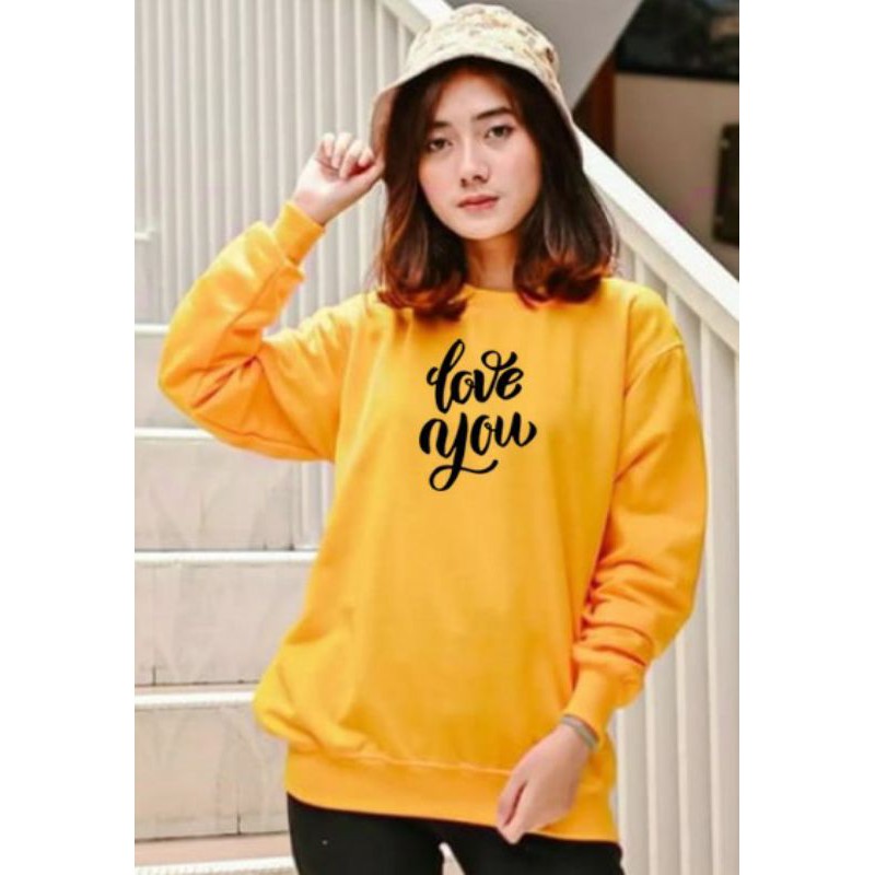 Kaos Lengan Panjang LOVE YOU / Kaos Sweatshirt / Atasan Wanita / Atasan Wanita Lengan Panjang