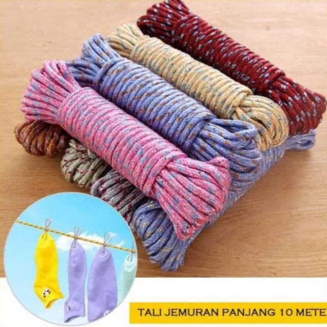 Tali Jemuran Nilon 10 Meter Anti Slip Warna-i Kuat Tebal