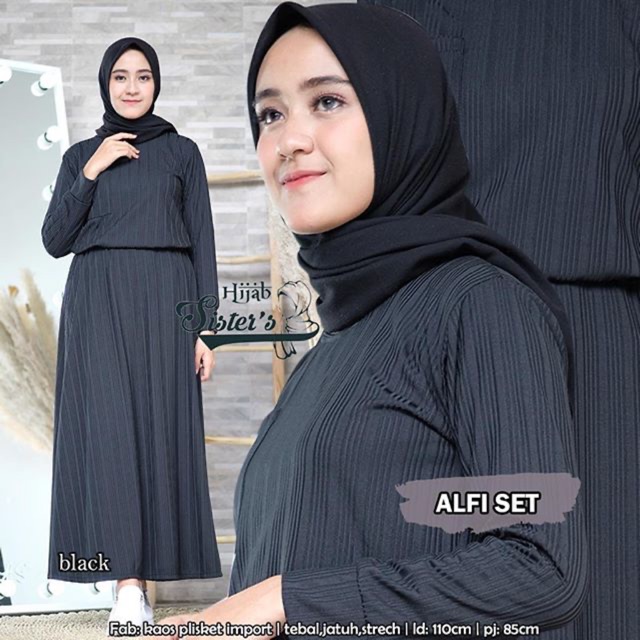 Alfi Setelan Atasan & Rok Kaos Plisket