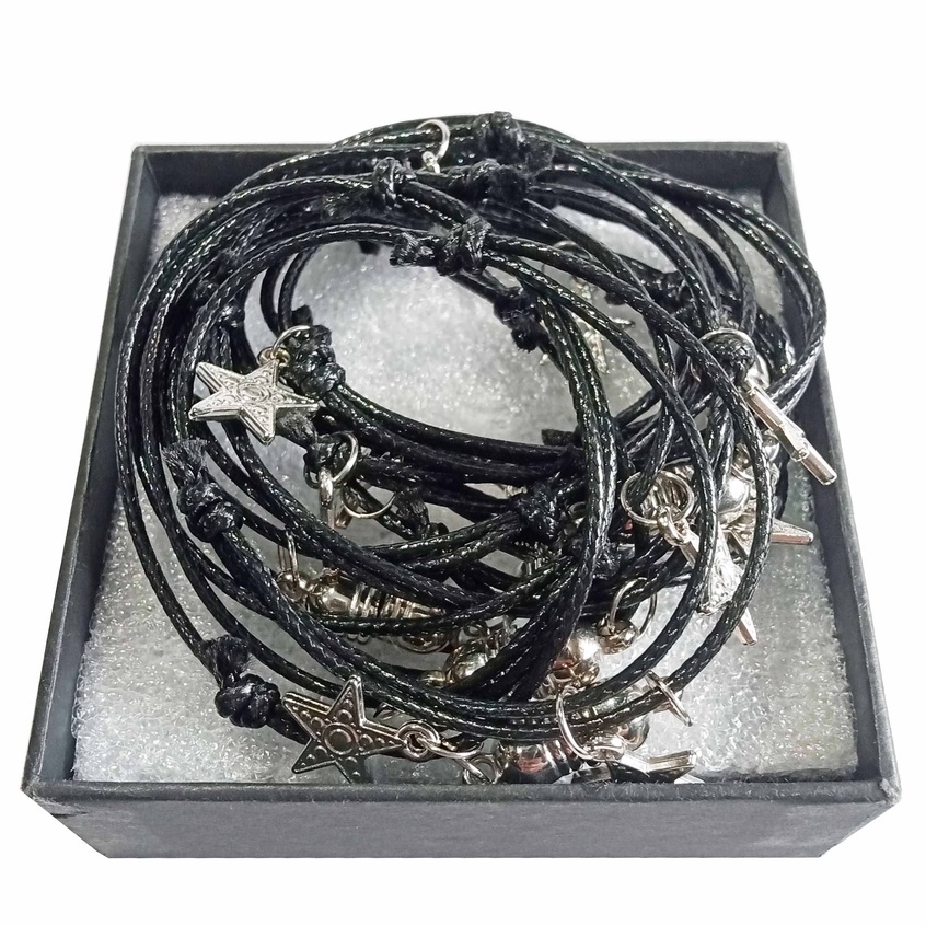 12 pcs (1 lusin) Gelang Couple Magnet Tali Korea Liontin Silver