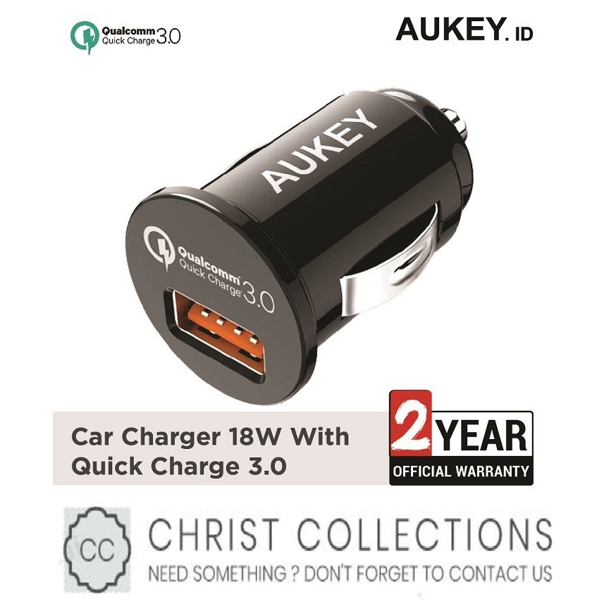 AUKEY CAR CHARGER MOBIL FAST CHARGING 18W FOR IPHONE PORT USB