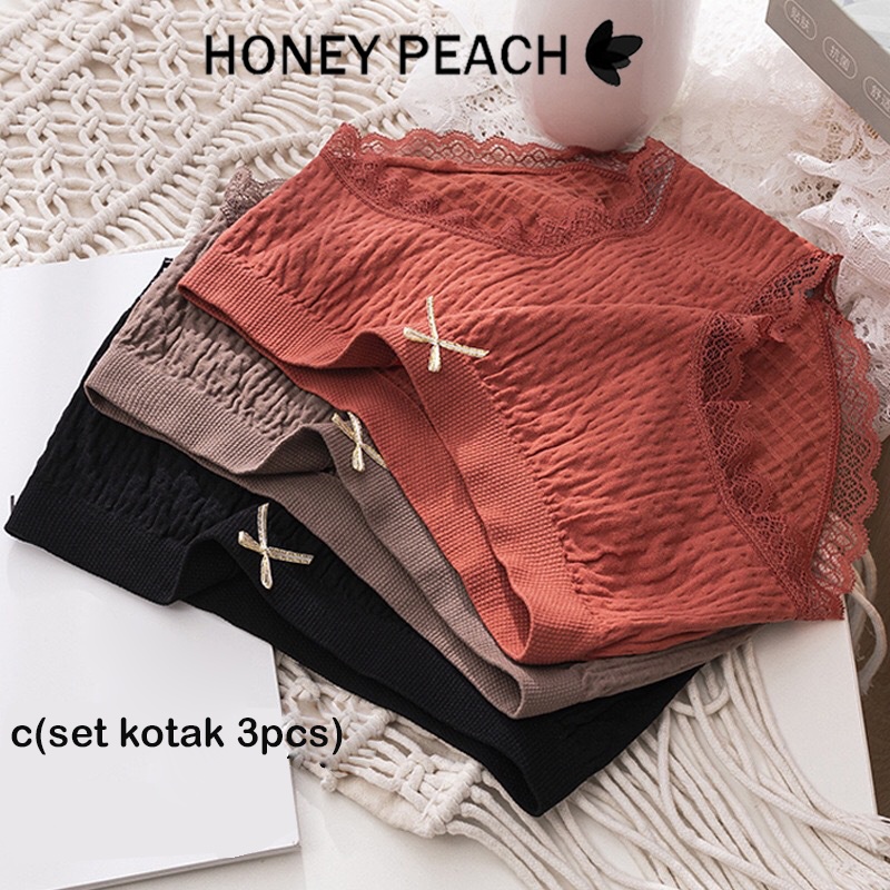 3 PCS/Kotak Celana Dalam Renda Lucu Warna-warni Nyaman CD Wanita