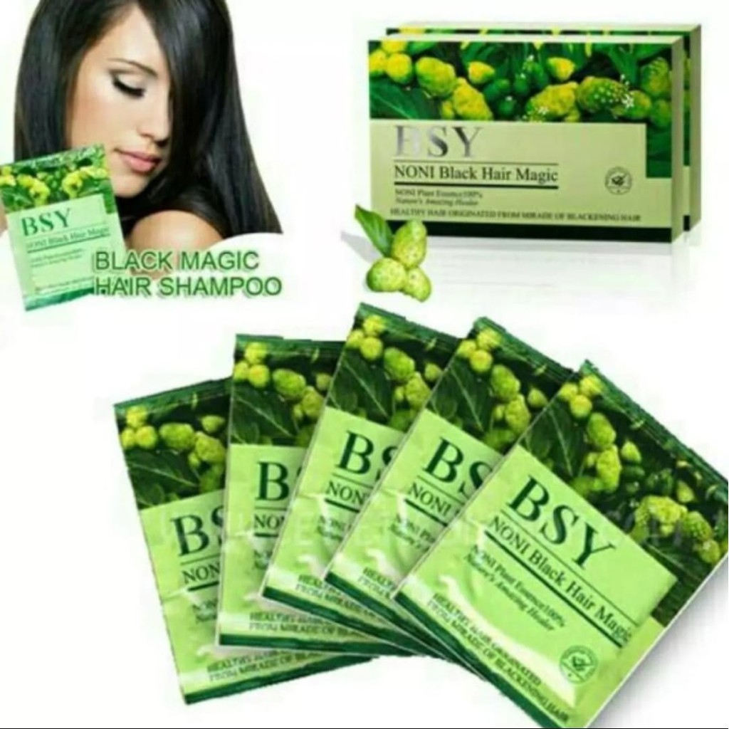 BSY Noni Black Hair Magic Shampo - BPOM dan Halal - ASLI PER BOX 20 SACHET