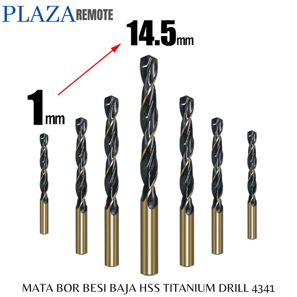 Mata Bor Baja Kecepatan Tinggi Twist 8MM - 12 MM 4341 untuk Baja Tahan Karat, Besi, Aluminium, Kayu Dll 4341 Mata Bor Twist Jute Hitam