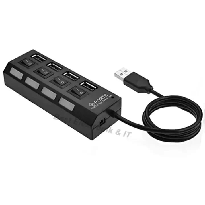 USB Hub 4 Port 4 Switch LED