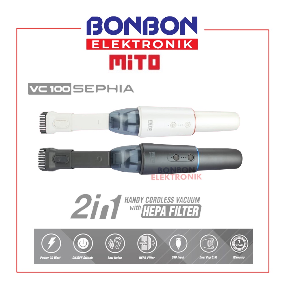 Mito Vacuum Cleaner VC 100 Sephia 2 In 1 Cordless Hepa Filter / VC100