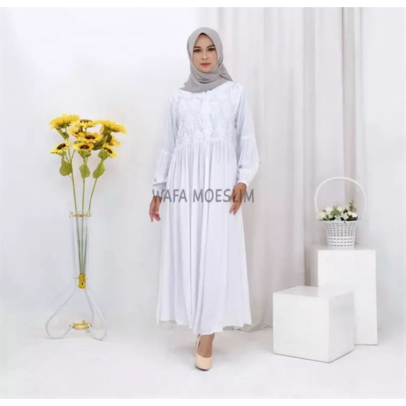 gamis wanita putih polos
