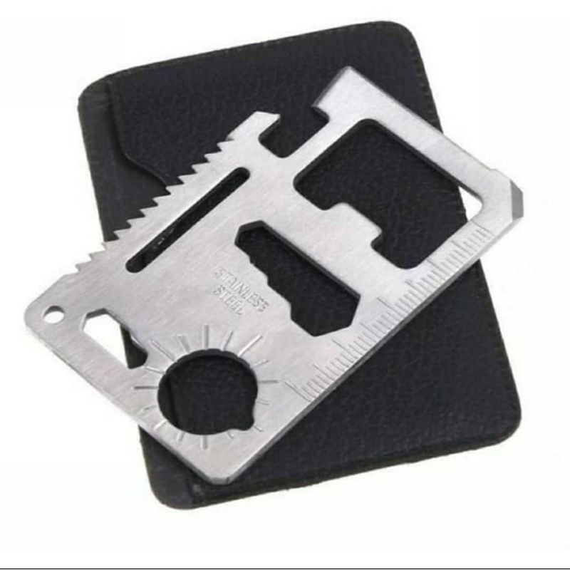 Pisau Kartu Multifungsi Stainless 11 in 1 Survival Kit / Tool Kit Card (2pcs)