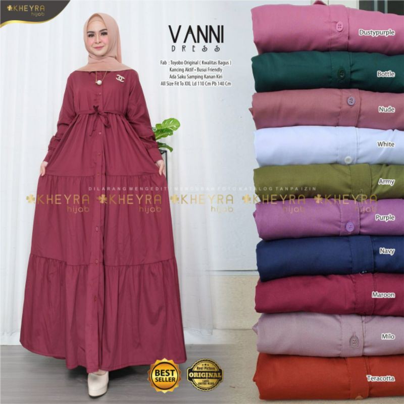 Gamis muslimah VANNI dress bahan toyobo kualitas bagus adem lembut jatuh ORI kheyrahijab