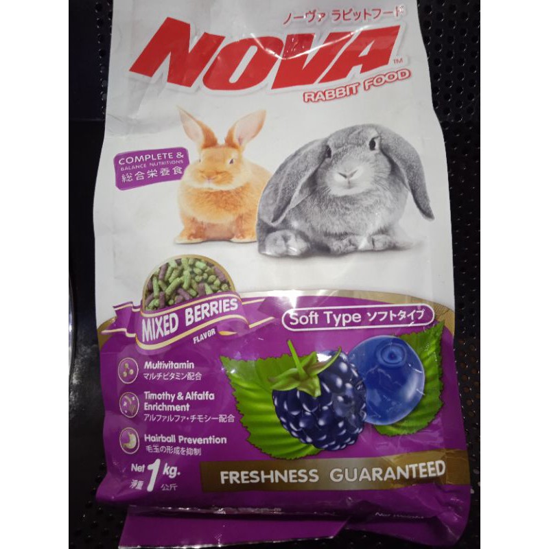 makanan pelet kelinci nova rabbit food alfalfa mix berries 1 kg