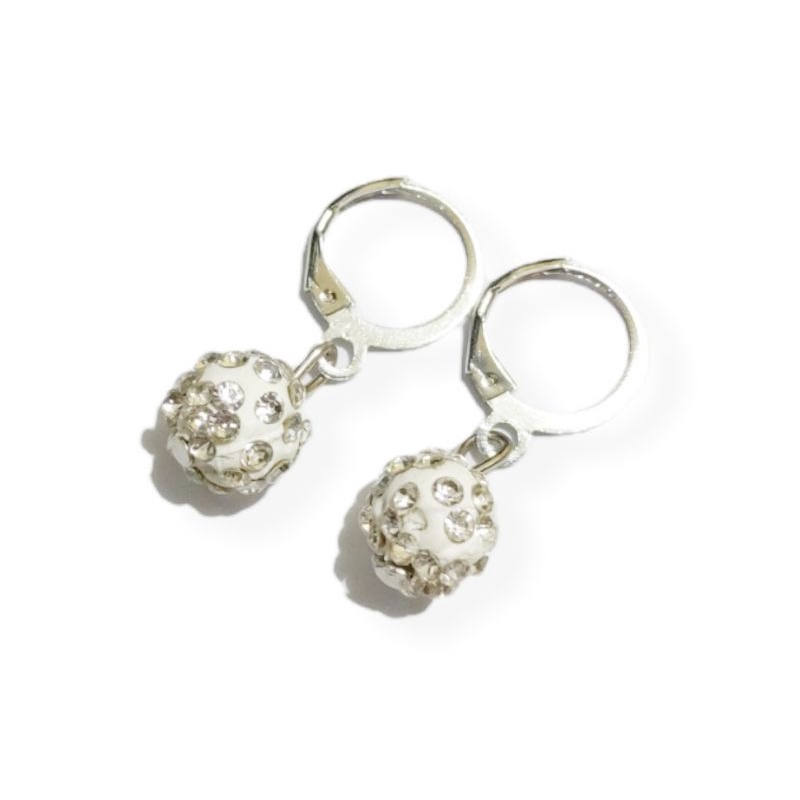 Anting Klip Tusuk Liontin Bola Berlian Disco Korean Earrings Disko Ball Gaya Korea