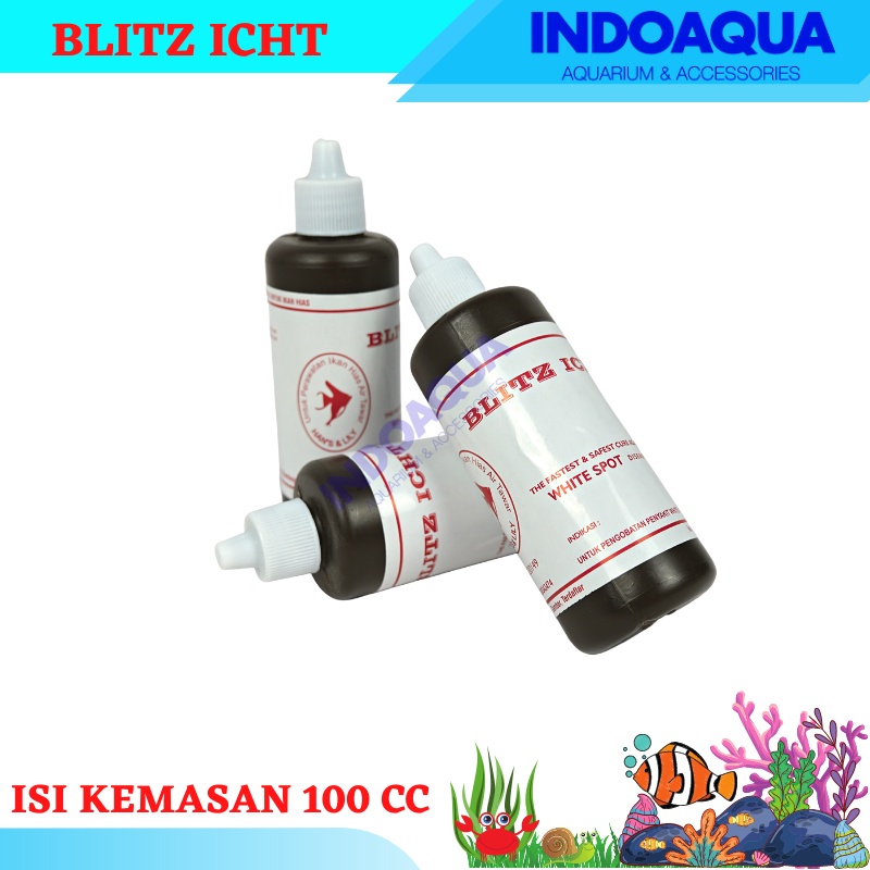 Obat Biru Anti White Spot & Jamur Ikan Hias Blitz Icht 100 ML