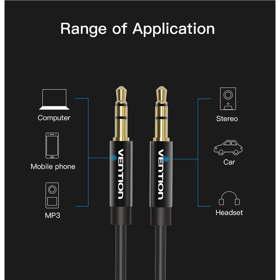 Kabel Aux Jack Jek Audio Vention 3.5mm Male to Male Handphone ke Speaker BAG BAQ