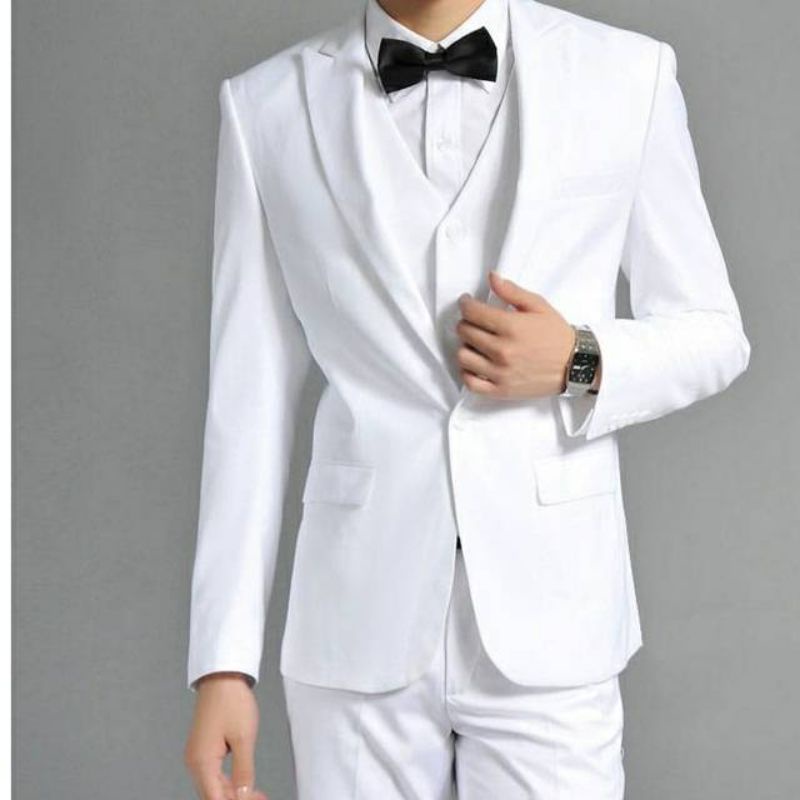 Jas pria full putih/jas kantor pria/jas wedding putih