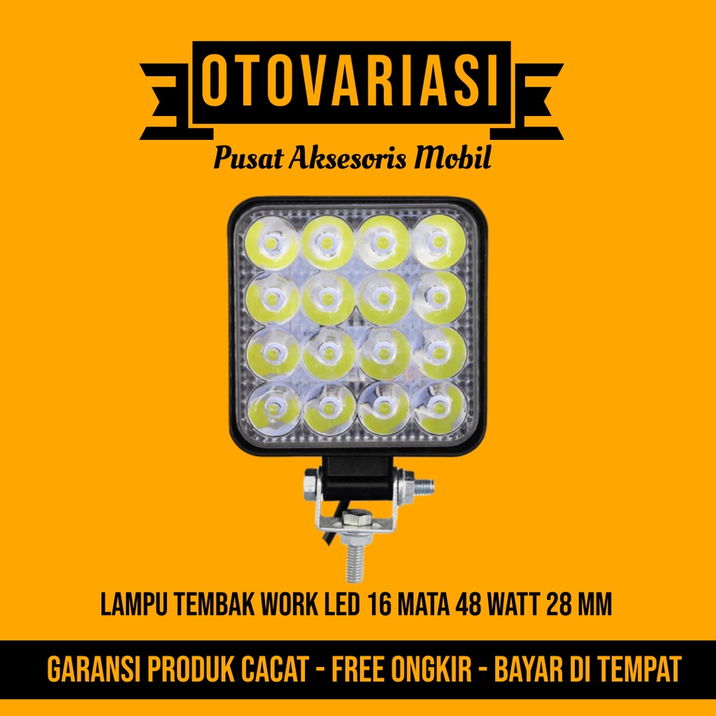 LED Sorot Lampu Tembak Motor Mobil Truck Truk  16 Mata 48 Watt 28 mm 12-24 Volt