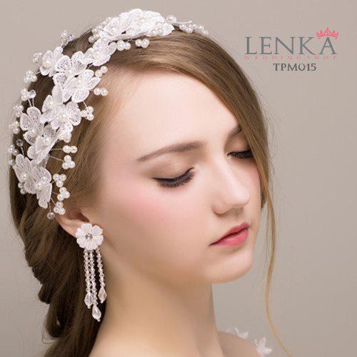 [BISA COD] AKSESORIS WEDDING TIARA PENGANTIN PESTA BUNGA PUTIH TPM015