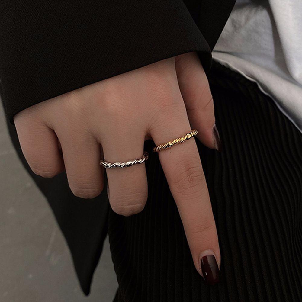 Mxbeauty Pembukaan Cincin Punk Adjustable Twist Hollow Bump Tekstur Perhiasan Hadiah Gaya Korea Ring