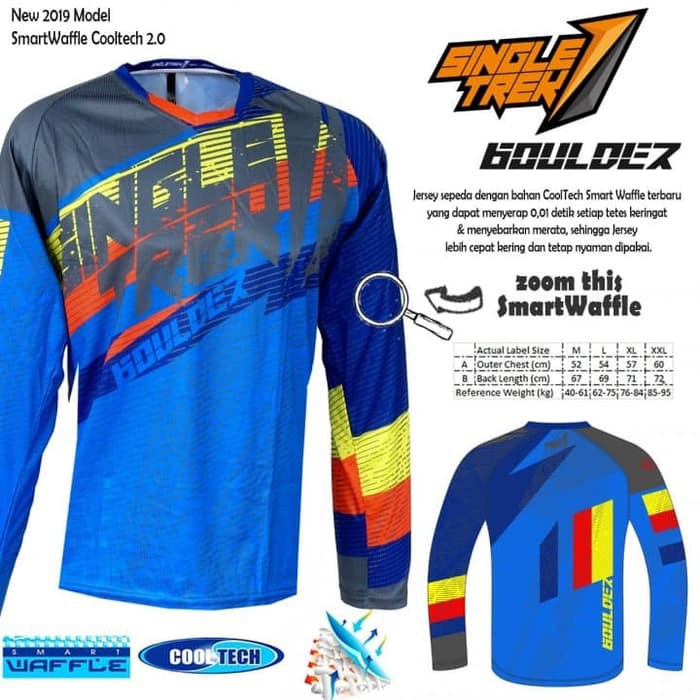 Jersey sepeda STR Boulder LS Green Cooltech Waffle size 3XL