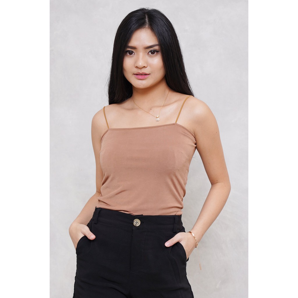 JANE COLLECTION || Atasan Wanita Tanktop Square Neck Atasan Tank Top Hitam Crop Kamisol Inner Putih Tengtop Tali Spaghetti Satu Lilac Quadrat Top