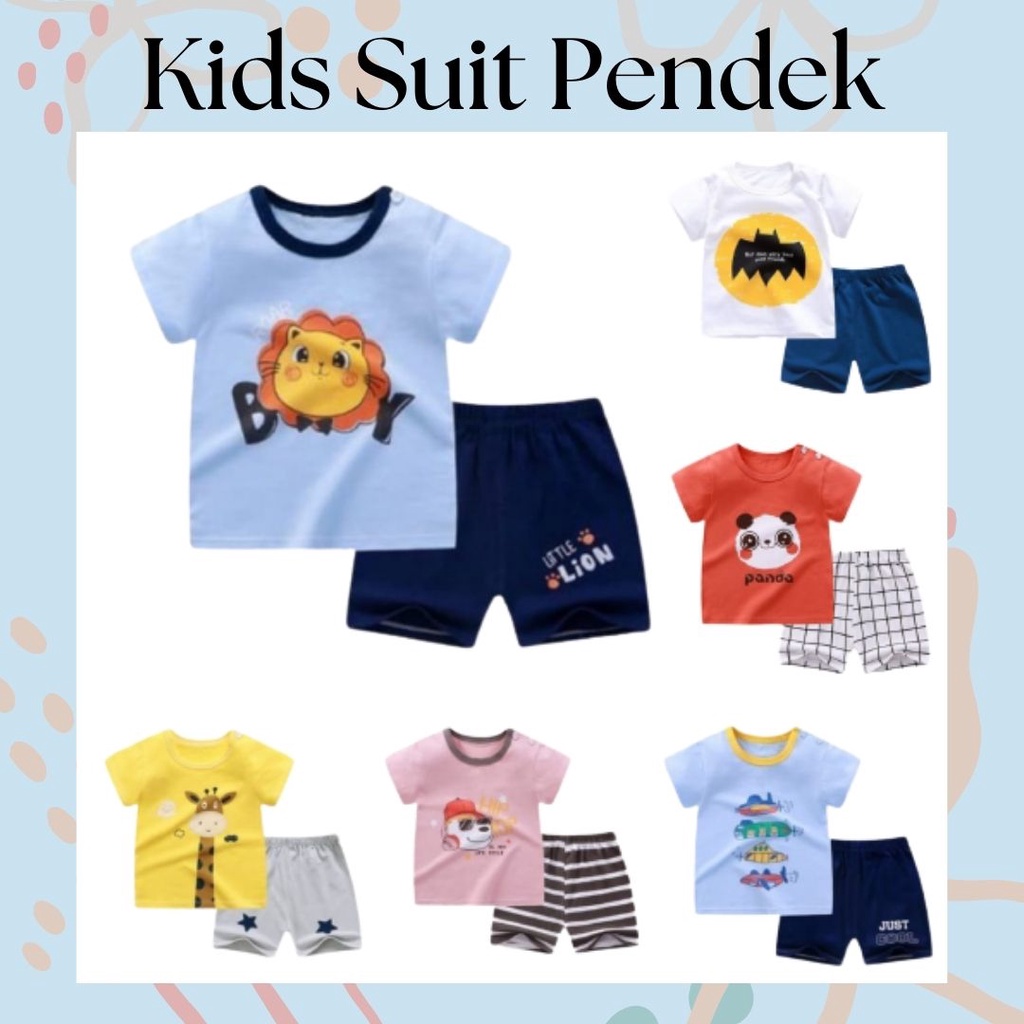 LittleAaron KIDS SUIT PENDEK Setelan Anak Bahan Kaos Lengan + Celana Berkualitas Import ebv cewek new4