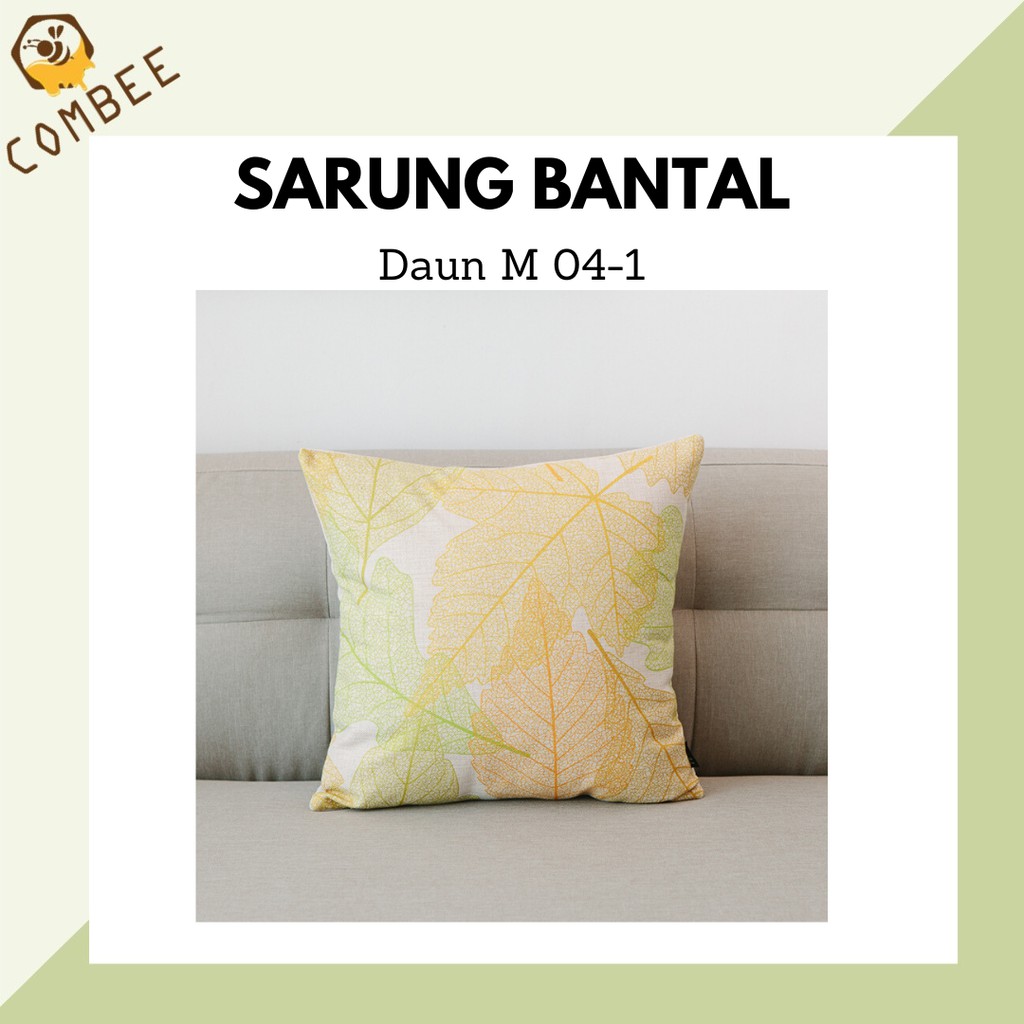 Pillow Case / Sarung Bantal / Sarung Tutup Bantal Sofa Kain Cotton Linen Daun M04