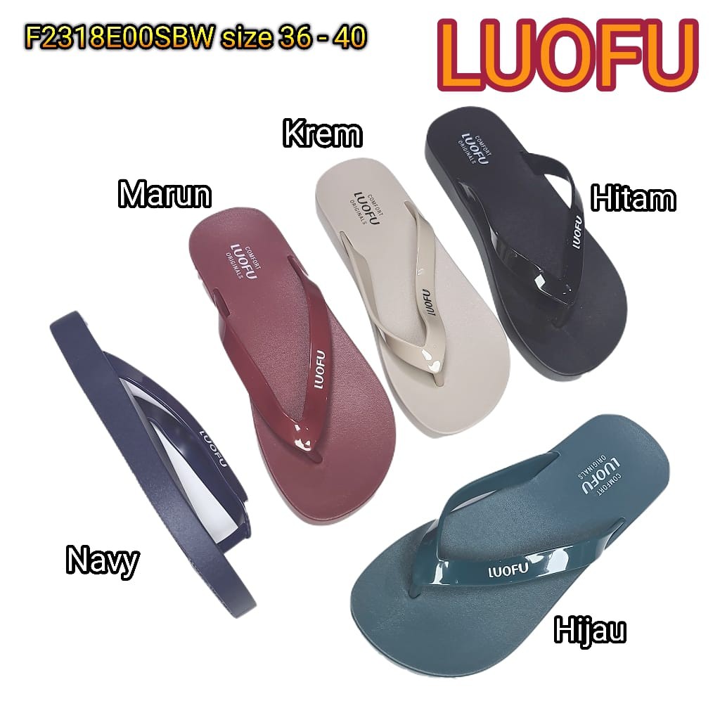 LUOFU ORIGINAL jelly sandal karet empuk murah jepit wanita import sendal cewek F2318E00SBW