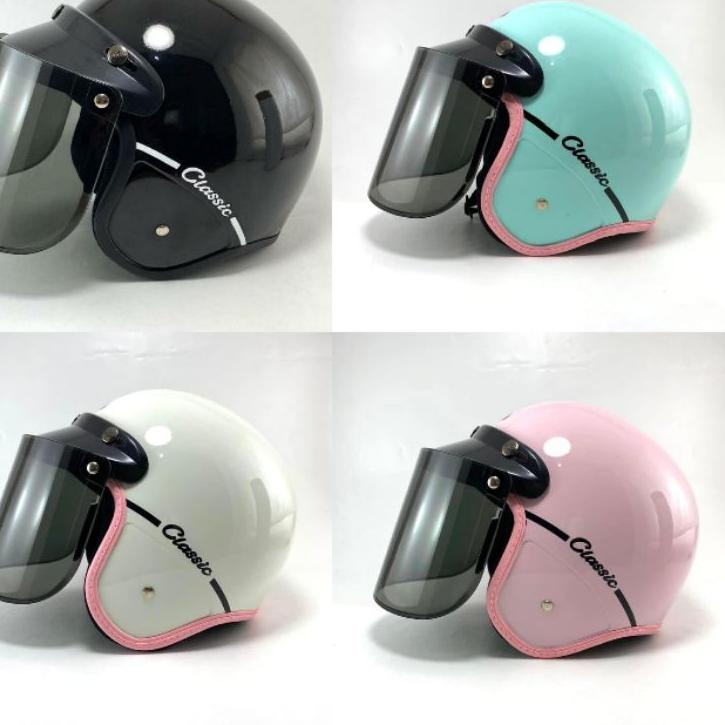 ➸ Helm Bogo Wanita Dewasa Retro Sni Warna Pastel ✪