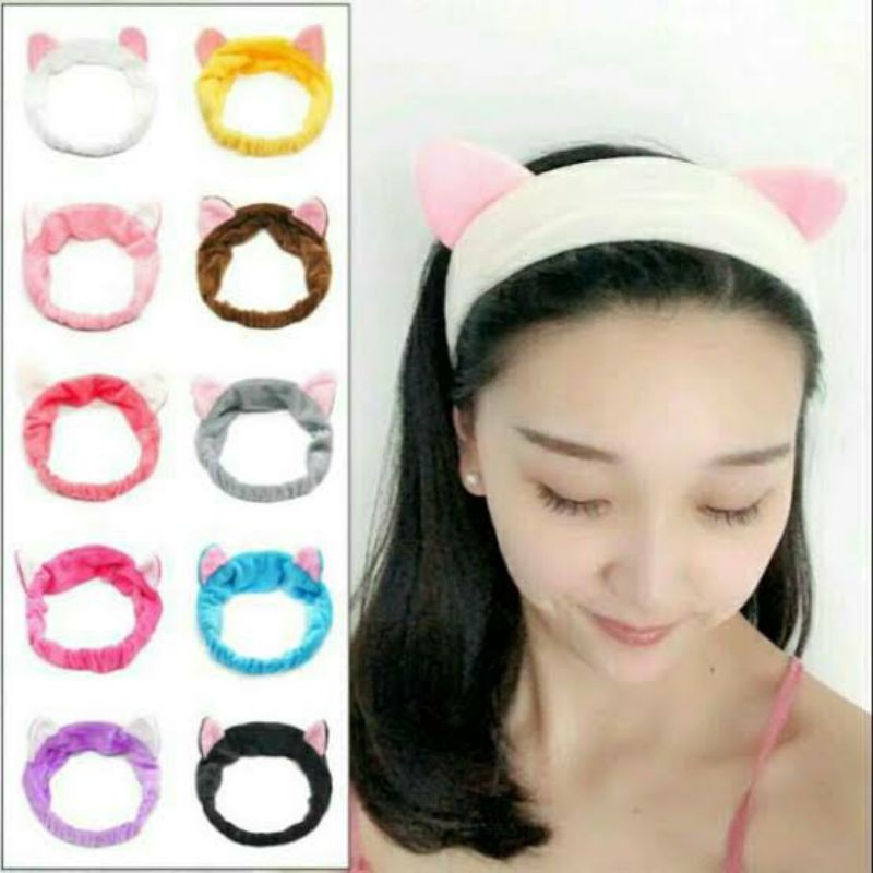 BANDANA BANDO TELINGA KUCING HEADBAND MANDI FACIAL LUCU