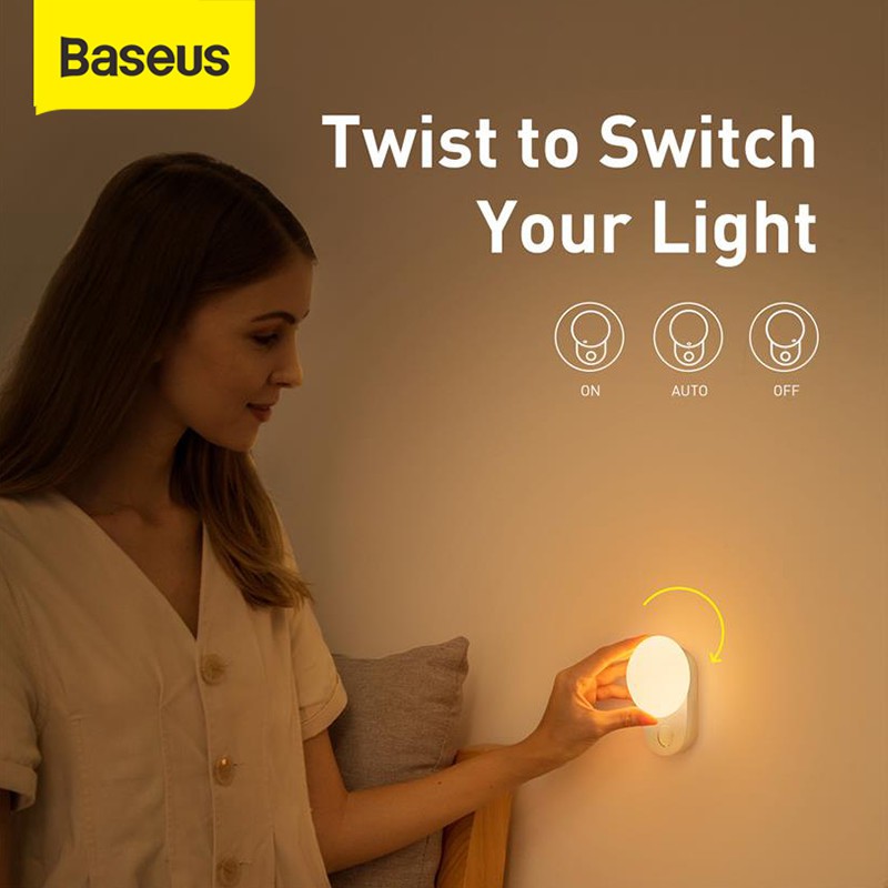 BASEUS ORIGINAL Full Moon Human Body Lampu Tidur Dinding LED Sensor Otomatis Malam Automatic