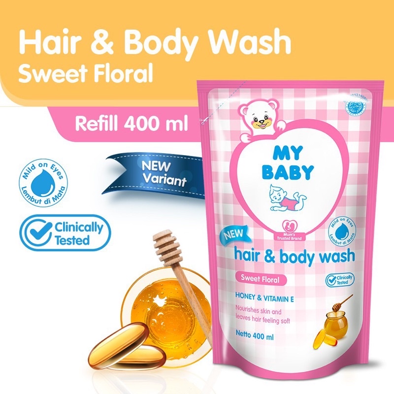 My Baby Hair n Body Wash Refill 400ml - My Baby Sabun Shampo Bayi 400ml 2in1 Kemasan Isi Ulang Pouch - My Baby Sabun Shampo Bayi 200ml Botol