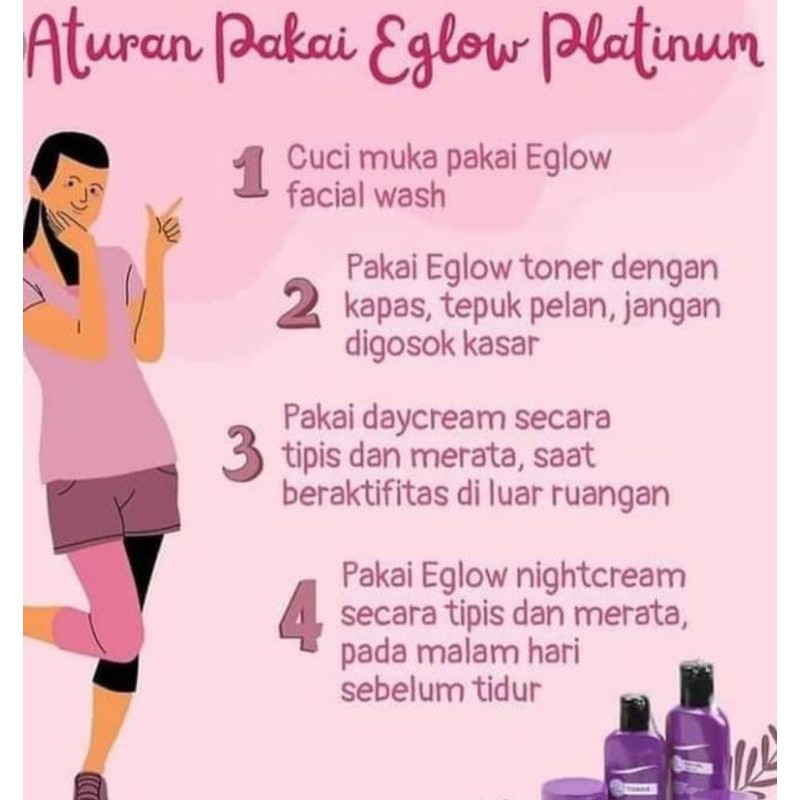 Paket Eglow Platinum Kemasan Baru Skincare bpom mencerahkan kulit wajah-2