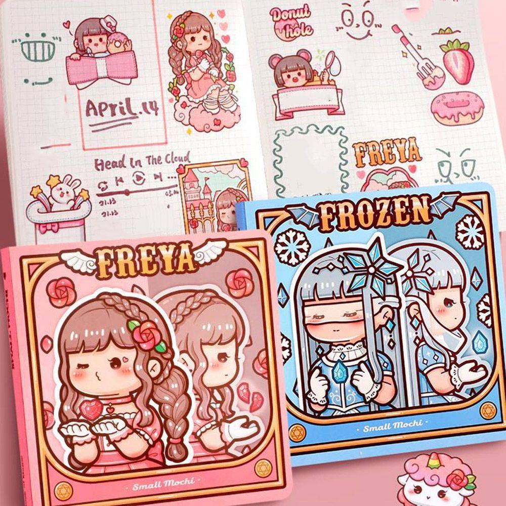 Top Hand Ledger Set Kreatif Notepad Gadis Jantung Stiker Tape Bahan Buku Diary