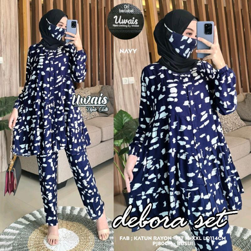 Baju Set Cantik / Setelan Set Wanita Muslimah Syari Terbaru Modern Murah 2020 Debora Set by Uwais