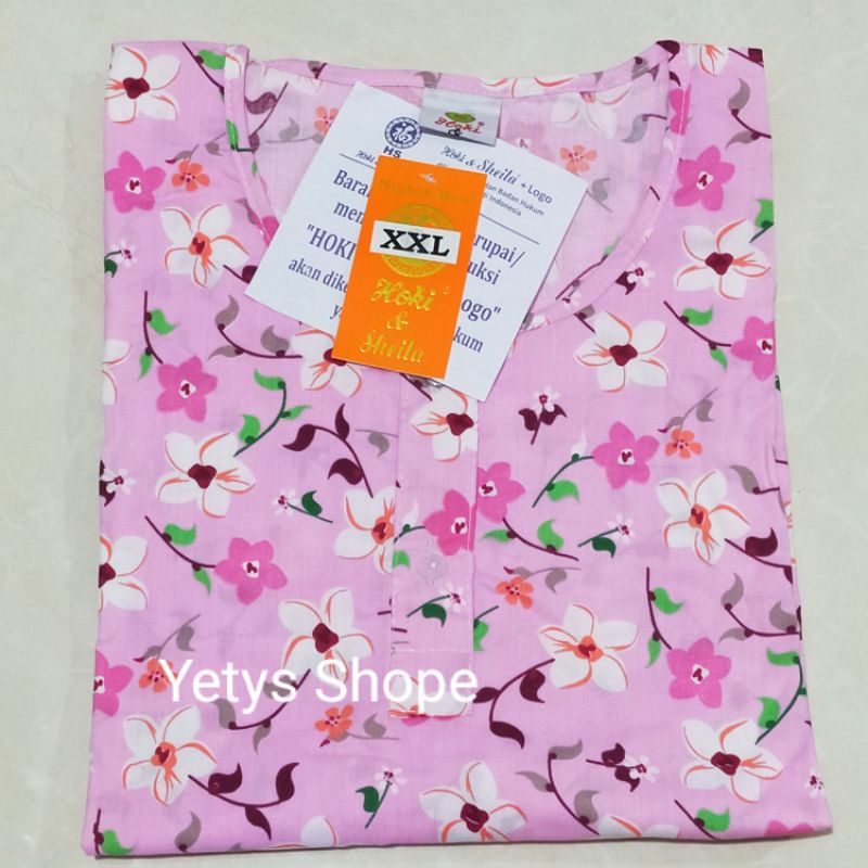 Hoki&Sheila Jumbo LD120 C3/4 Baju Tidur Piyama Fit XXL [Part 1]-Plumeria HS Pink