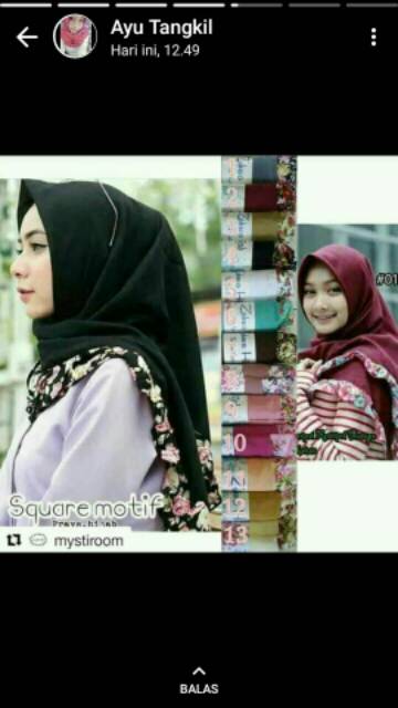 Hijab Kerudung Jilbab Kerudung Segiempat Flowy Katun Jepang