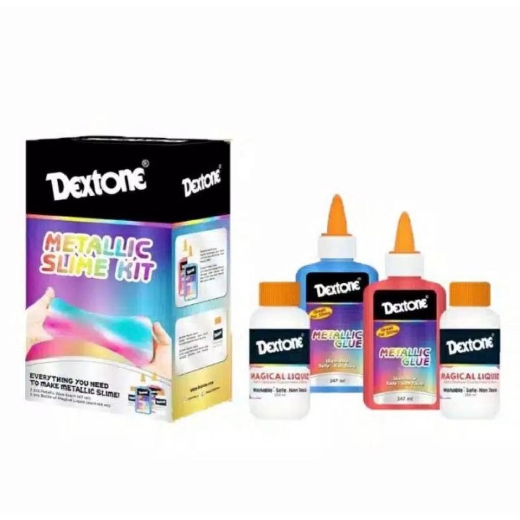 Dextone Slime Kit Set GITD Glow Metallic slime anti gagal