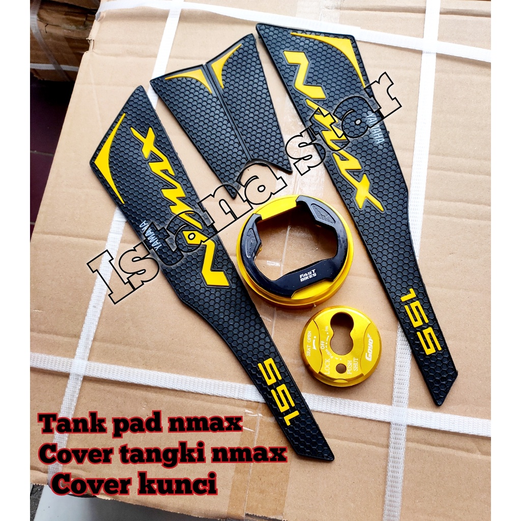 TANKPAD YAMAHA NMAX OLD/LAMA BAHAN KARET PREMIUM 100% PLUS COVER TANGKI PLUS COVER KUNCI EMAS