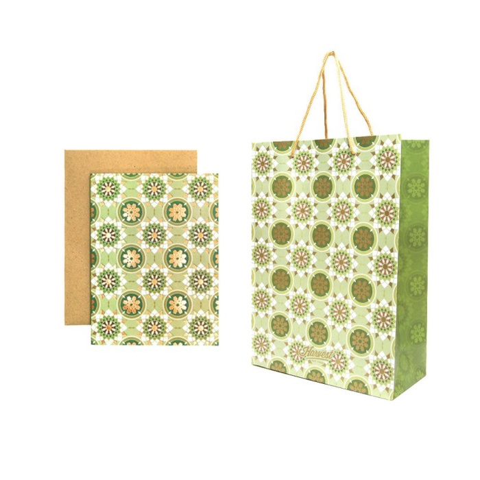 

✨ BISA COD ✨ Paket Paper Bag & Kartu Ucapan Idul Fitri Harvest Gift Set - Green