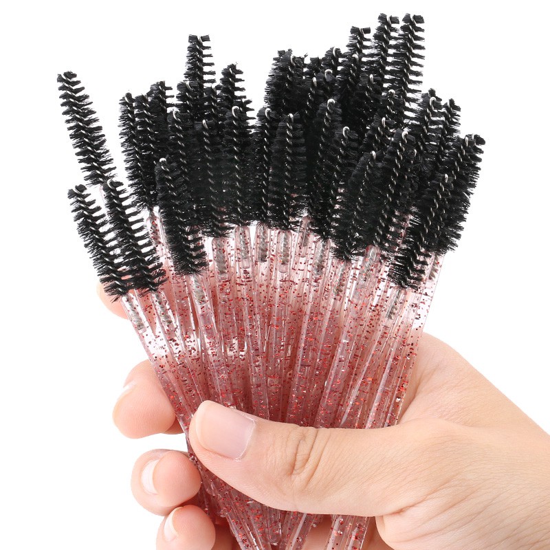 Ready Stock 50pcs Eye Makeup Tool ekstensi bulu mata sikat warna Disposable Eyelash Brush Wand