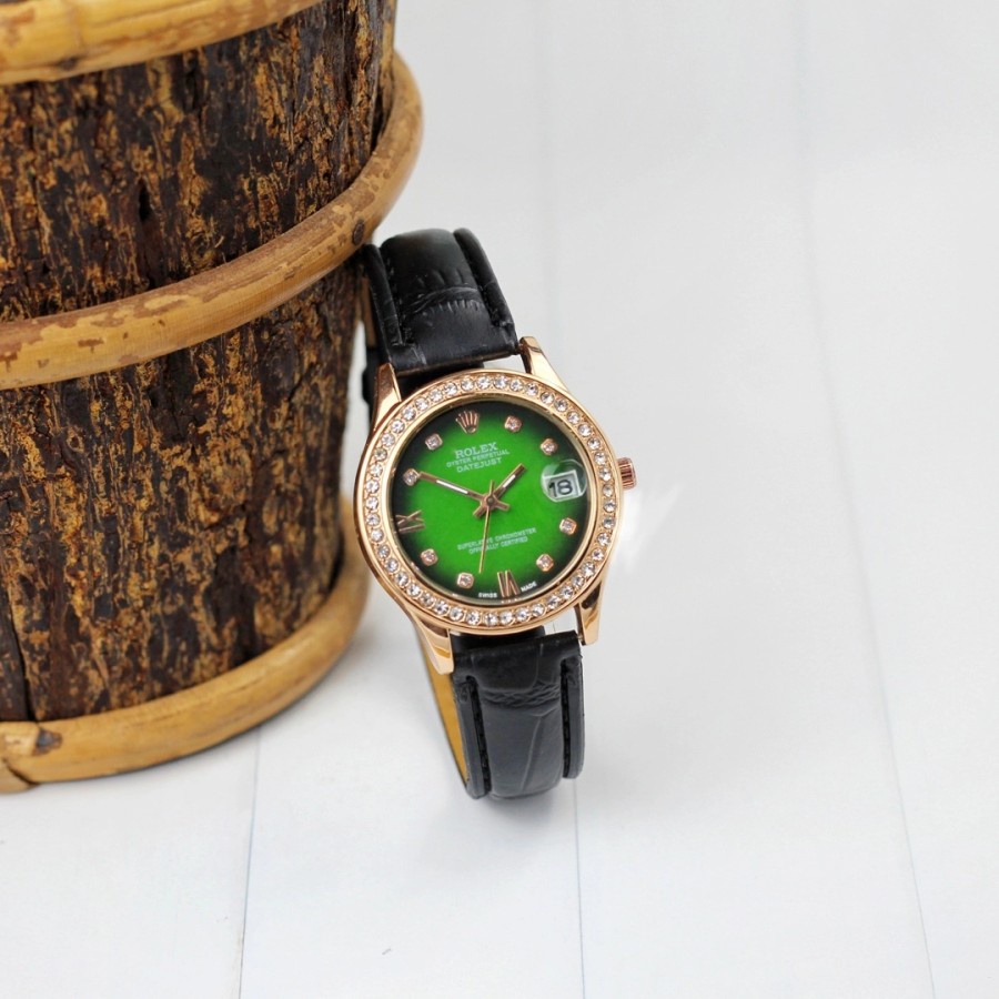 jam tangan wanita Rolex RX analog tali kulit