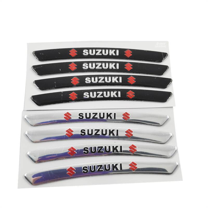 4 x Aluminum SUZUKI Letter Logo Car Auto Wheel Tire Decorative Emblem Badge Sticker Decal SUZUKI