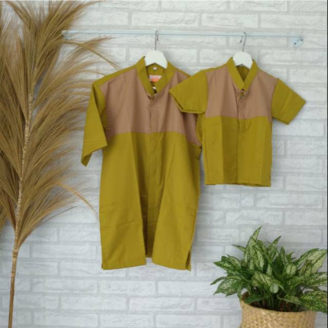 Koko Couple Ayah Anak Olive / Koko sarimbit / kemeja Koko couple