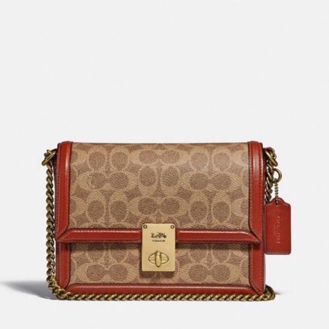 coach Hutton Shoulder Bag In Signature Canvas brass tan rust