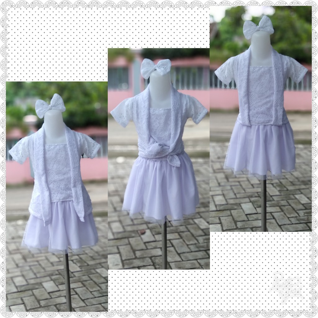 Kebaya Anak Model Tutu Putih 8-10 Tahun (READY STOK)