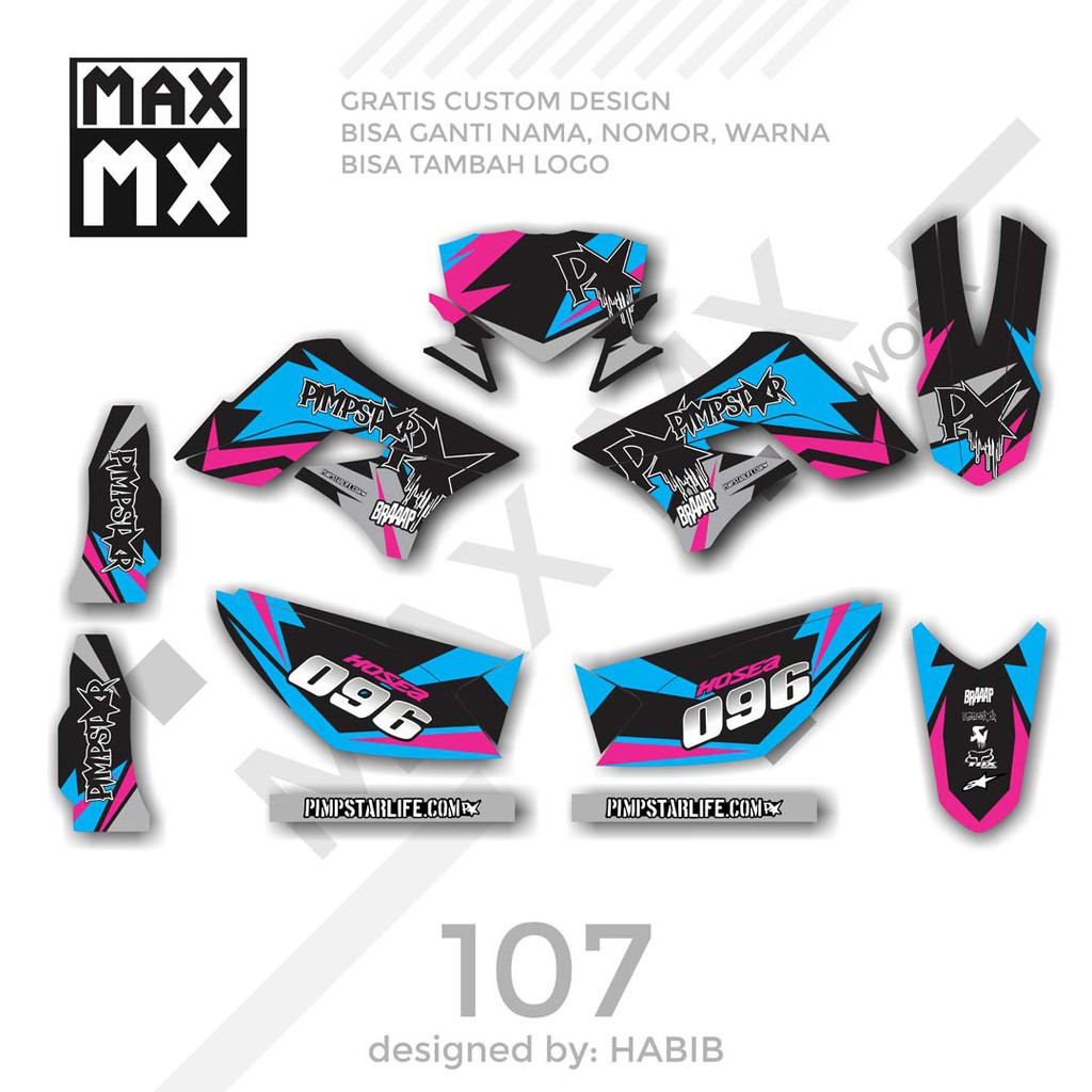 MX-01107 decal klx 150 biru pink road race